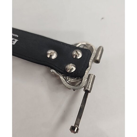 1 Of a Kind ESCADA Vintage womens belt satin leather black Crystal studs buckle - Picture 13 of 15